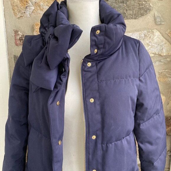 Kate Spade New York funnel-neck puffer coat with bow women’s extra small XS - Picture 9 of 12